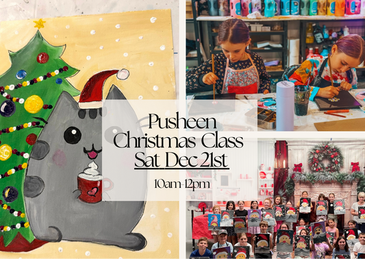 SATURDAY 21ST DECEMBER 10AM to 12PM - PAINT N SNACK  KIDS CLASS CHRISTMAS PUSHEEN