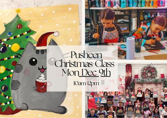 MONDAY 9TH DECEMBER 10AM to 12PM - PAINT N SNACK  KIDS CLASS CHRISTMAS PUSHEEN